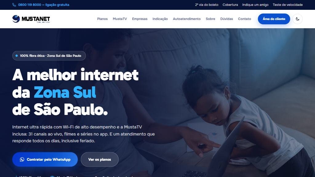 Tela inicial do site Mustanet